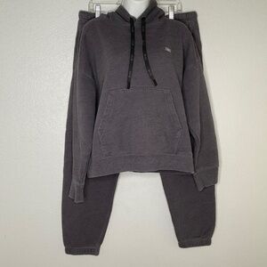 FIGS gray washed hoodie and sweatpants loungewear set Size L